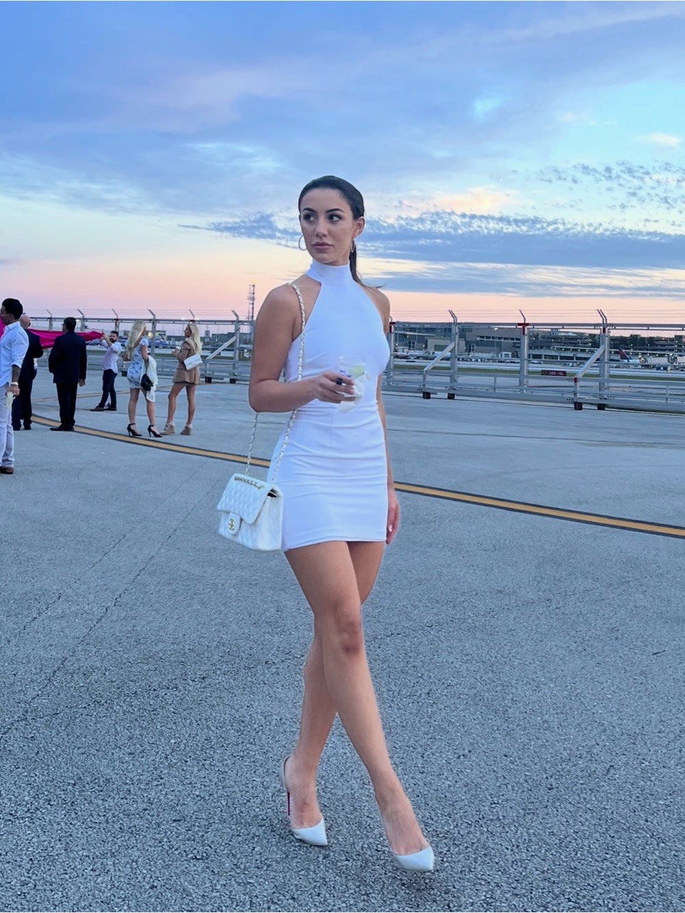 Gianni Bini White High-Neck Mini Dress